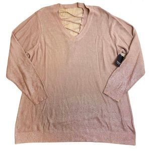 Torrid Pink Ombre Rose Gold Cross Back Sweater